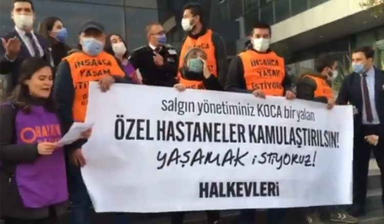 Halkevleri’nden Bakan Koca’nın hastanesinde protesto