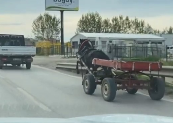 Sürücüsüz at arabası trafiği bir birine kattı