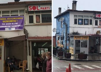 Polis, SOL Parti’nin İstanbul Sözleşmesi pankartını söktü!