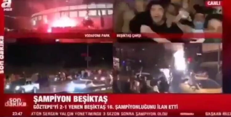 Beşiktaşlılar A Haber’de A Haber’i protesto etti, muhabir yayını kesemedi!