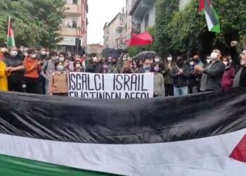 Okmeydanı’nda Filistin ile dayanışma eylemi