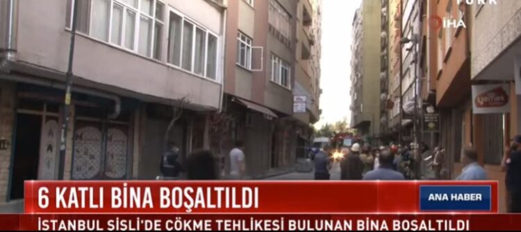 İstanbul Şişli’de 6 katlı binada çökme tehlikesi: Bina boşaltıldı