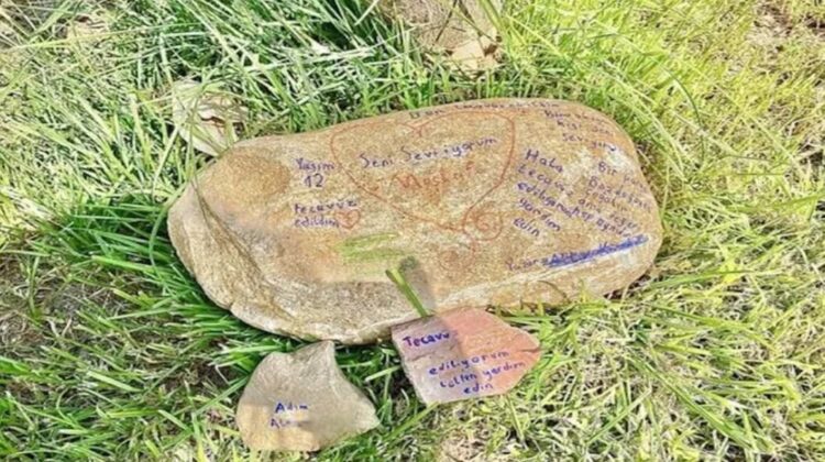 Parktaki taşa ‘tecavüz’ notu yazan çocuk bulundu