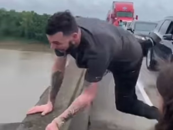 Metrelerce yüksekten timsah dolu nehre atladı