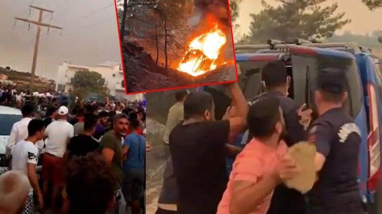 Yangın bölgesinde iki kişiye linç girişimi: Ortalık karıştı