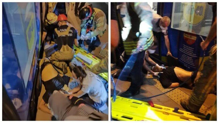 Tramvay ile peron arasına sıkıştı