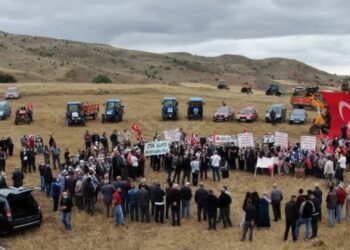 Sivas’ta çiftçiler traktörlerini Kaz Gölü’nü korumak için sürdü