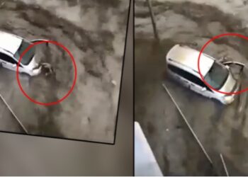 Sel suları bir kişiyi böyle yuttu