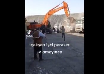 Parasını alamayan işçi, şirketin kamyonlarını böyle parçaladı