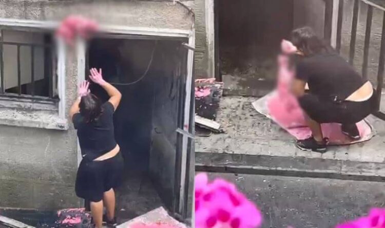 Ölü kediyi boyayıp pencere demirlerine astı