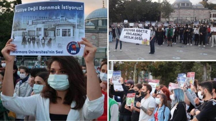 Komünist gençlerden eylem: ‘Barınma haktır, haklarımız satılık değil’