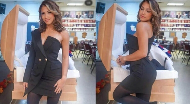 Babasının tabutu önünde ‘seksi’ pozlar veren kadın konuştu