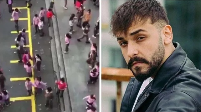 Okul bahçesinde dans eden öğrencilere Sefo’dan konser