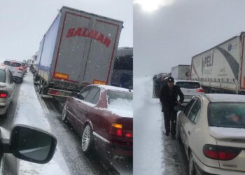 TEM-Bolu kar nedeniyle ulaşıma kapandı