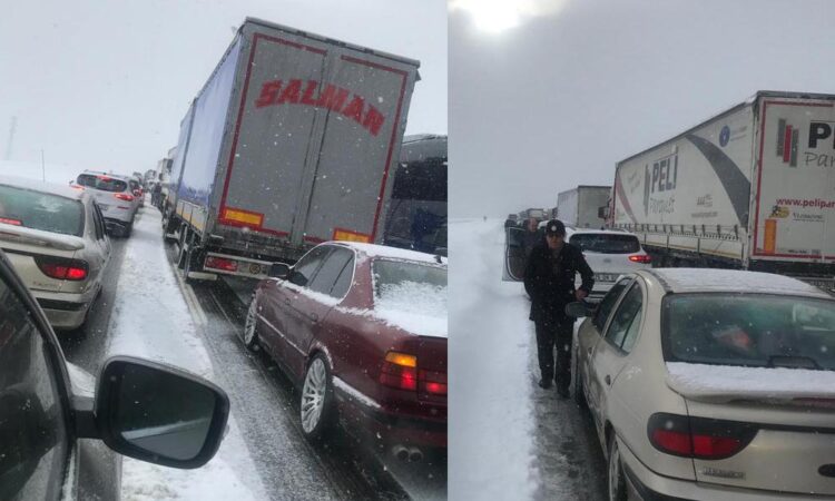 TEM-Bolu kar nedeniyle ulaşıma kapandı