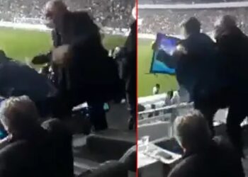 Murat Sancak protokoldeki televizyonu sahaya atmaya çalışmış