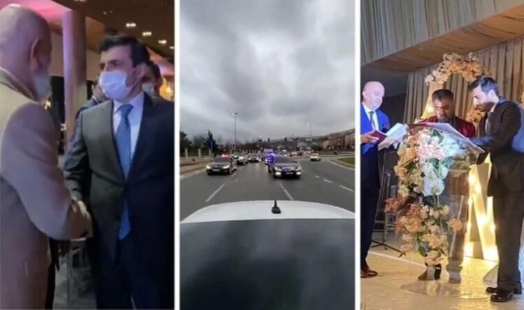 Bayraktar’ın katıldığı düğünde çakarlı araçlarla konvoy