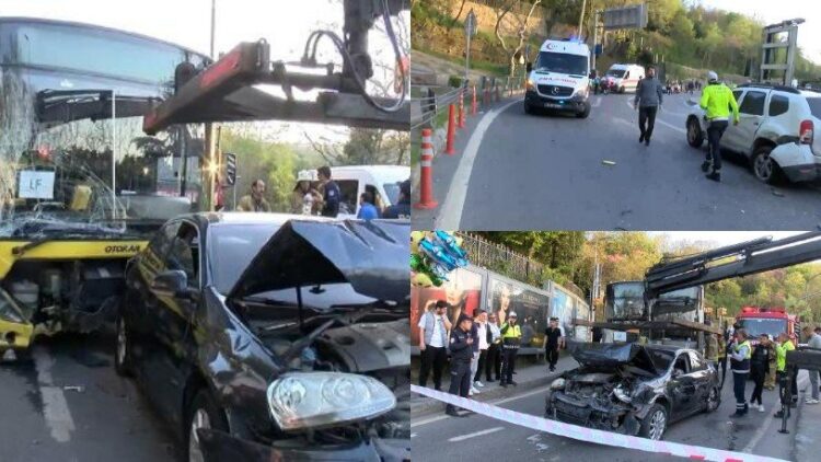 İstanbul’da otobüs çok sayıda araca çarptı: Yaralılar var