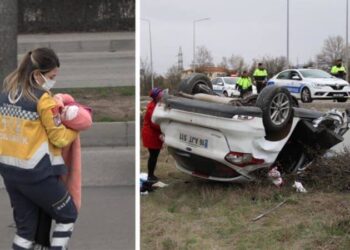 Otomobil şarampole yuvarlandı: 1’i bebek 6 yaralı