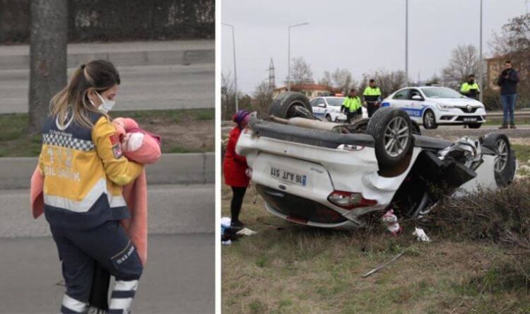 Otomobil şarampole yuvarlandı: 1’i bebek 6 yaralı
