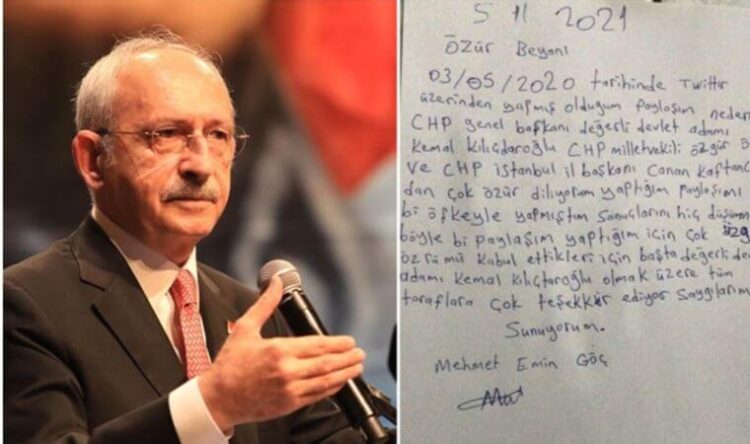 Kılıçdaroğlu’na yazılan özür mektubu ortaya çıktı!
