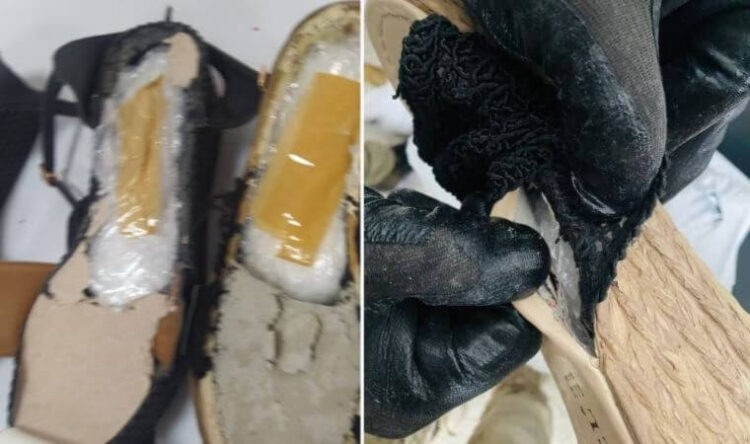 Terlik tabanına gizlenmiş uyuşturucu ele geçirildi