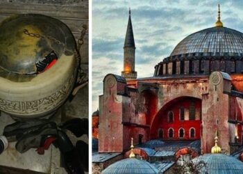 Ayasofya’da yine vukuat: Tarihi su haznesi kırıldı, ayakkabılık oldu