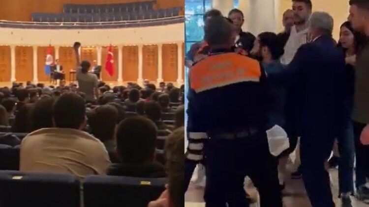 Özdağ’ı protesto eden öğrencilere özel güvenlikten müdahale