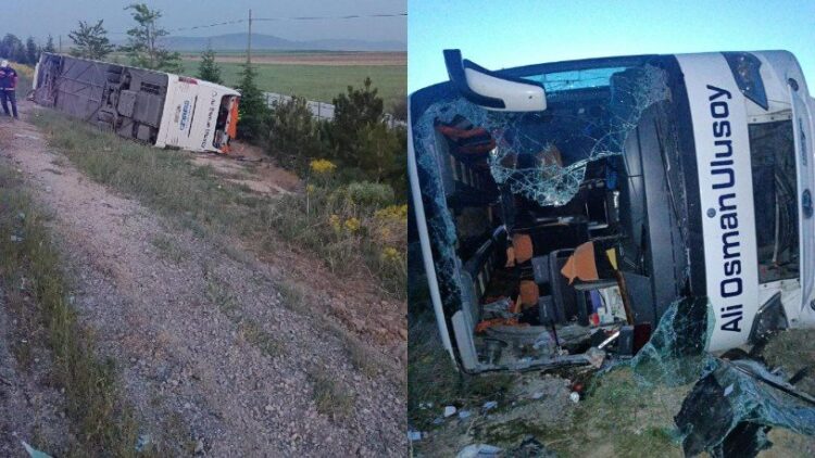 Afyonkarahisar’da yolcu otobüsü devrildi… Çok sayıda yaralı