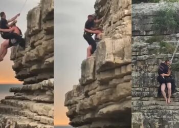 Çıktığı kayalıktan denize atlayamayınca itfaiye çağırdı