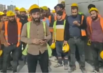 Şehir hastanesi inşaatında çalışan işçiler iş bıraktı