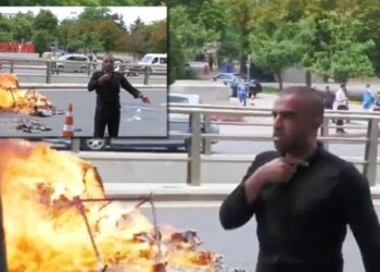 Meclis’in önünde çekçekini yakarak zamlara isyan etti
