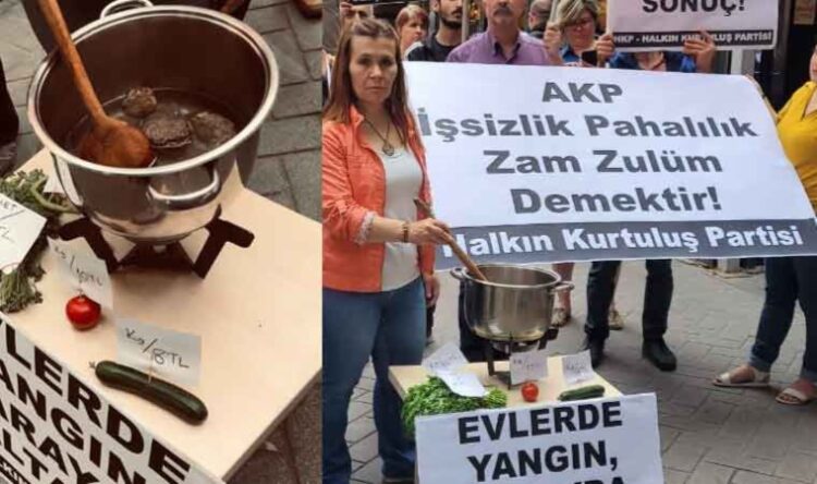 Zamları tencerede taş kaynatarak protesto ettiler