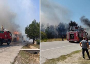 Çanakkale’de yangın; alevler ormana da sıçradı