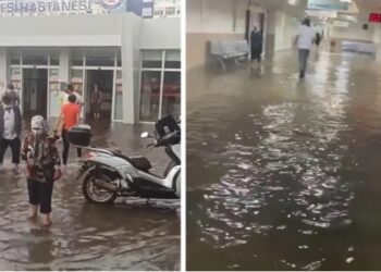 Sağanak nedeniyle Ege Üniversitesi Hastanesi’ni su bastı