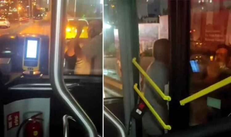 Otomobildekiler, ‘sollama’sına kızdıkları İETT otobüsüne saldırdı