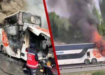 İçi yolcu dolu otobüs TEM’de alev alev yandı