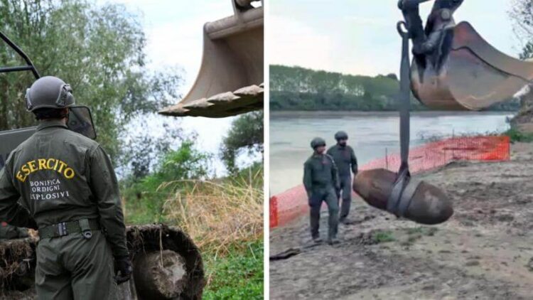 İtalya’da çekilen nehirden II. Dünya Savaşı’ndan kalma bomba çıktı