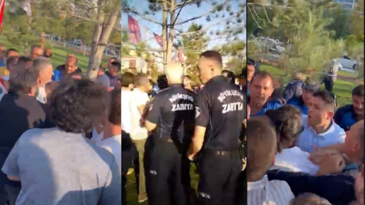 Saadet Partisi’nin programına engel olan zabıtalara polisten müdahale