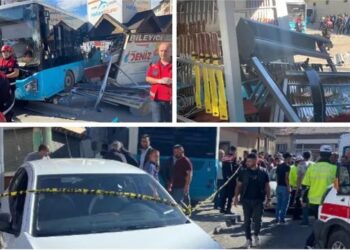 Sürücüsü kalp krizi geçiren halk otobüsü büfeye çarptı