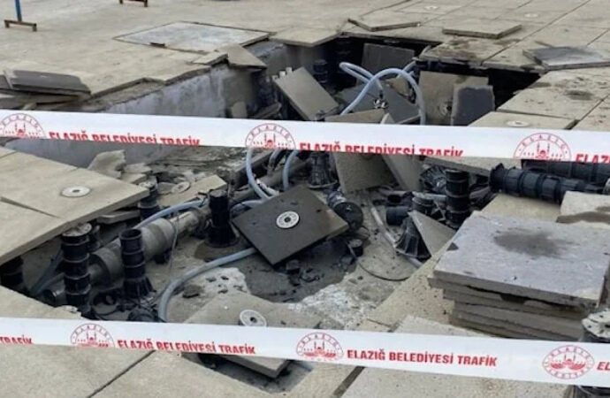 AKP’li belediyenin 11 gün önce açtığı meydan çöktü