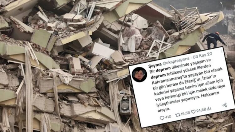 Depremde hayatını kaybeden Şeyma’dan üç yıl önce dikkat çeken paylaşım