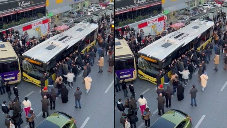 İETT otobüsü durağa girdi: Yaralılar var
