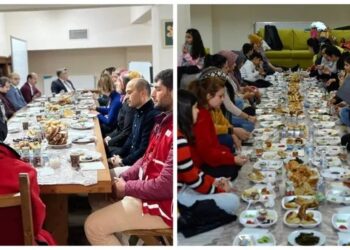 Üniversitenin moral kahvaltısında protokol masada, depremzedeler yerde oturdu
