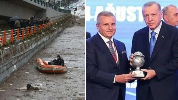 Su baskını yaşanan alt geçidin müteahhidi Erdoğan’ın elinden ödül almış