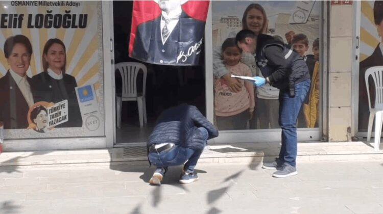 İYİ Parti’nin seçim bürosu önünde boş kovan bulundu