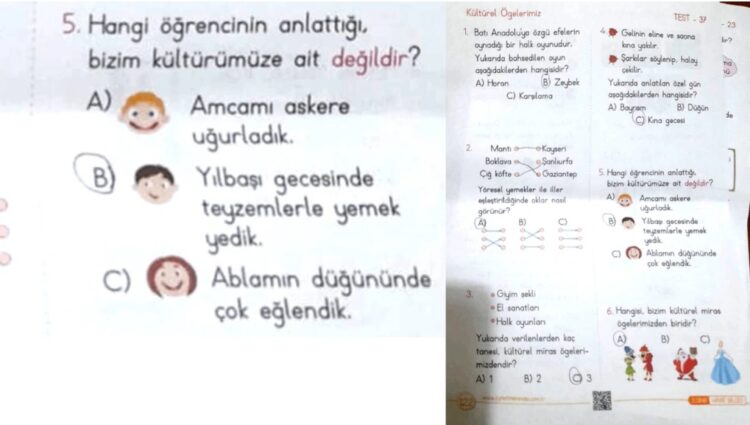 İlkokul test kitabında tepki çeken soru
