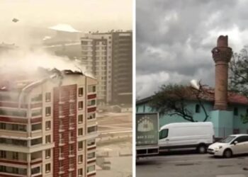 Ankara’da şiddetli rüzgar: Minare yıkıldı, çatılar uçtu!