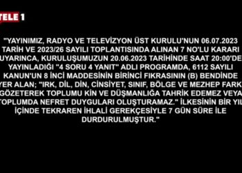 RTÜK kararı uygulanmaya başlandı, Tele1’in ekranı karartıldı