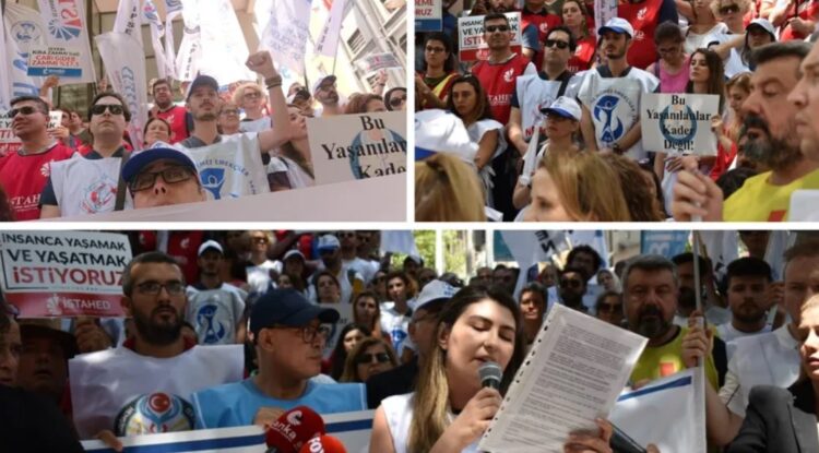 İş bırakma eylemi başladı: Sağlık emekçileri alanlara indi